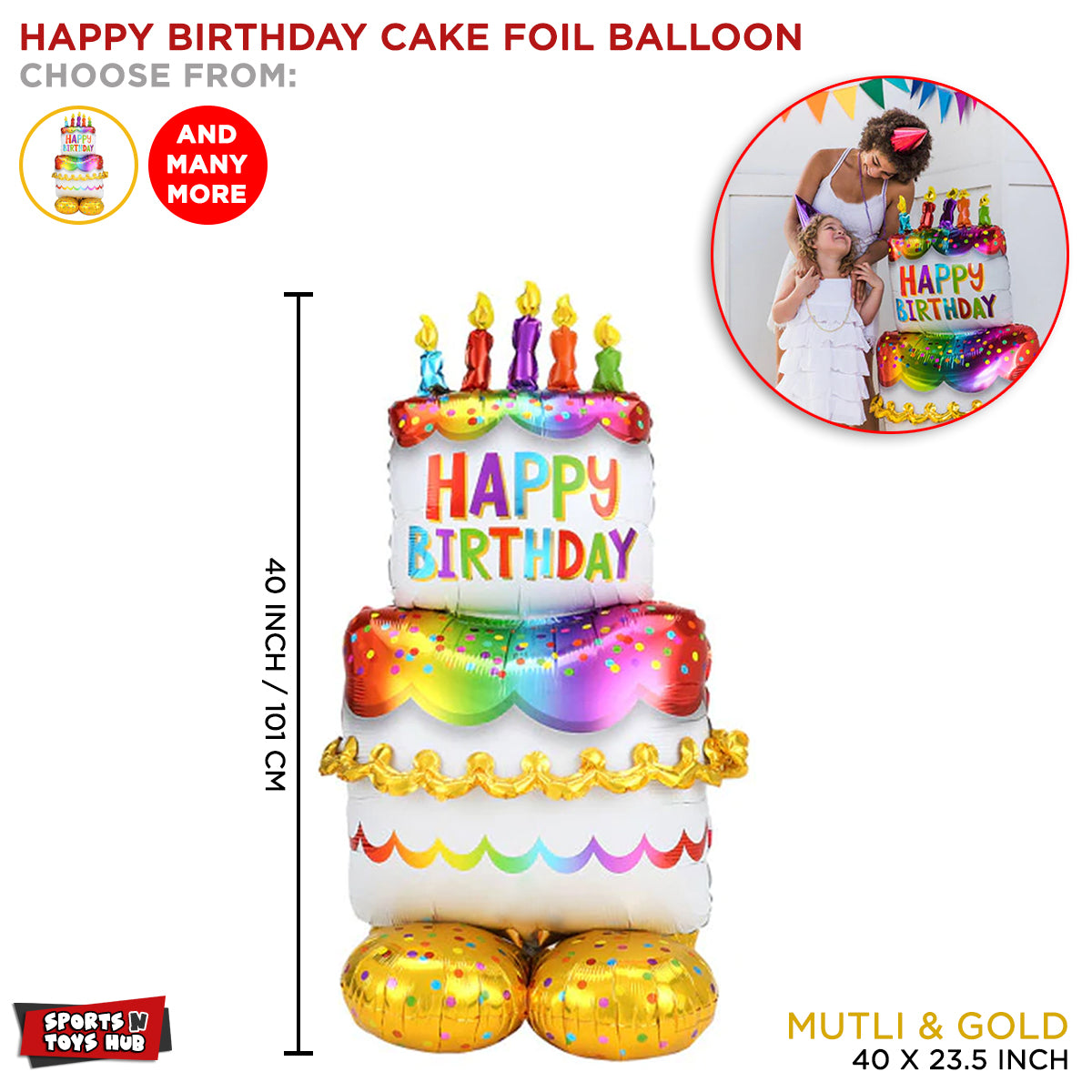 Happy Birthday Cake Shape Foil Balloon