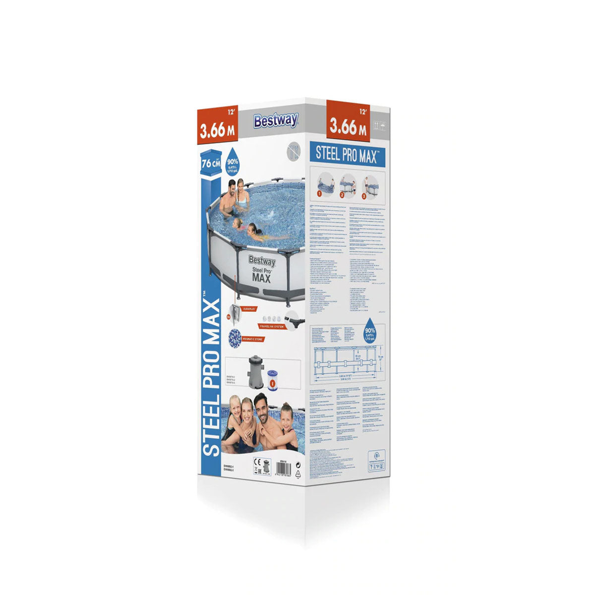 Bestway Round Power Steel Framed Above Ground 12 Ft Pool For Kids - 56416