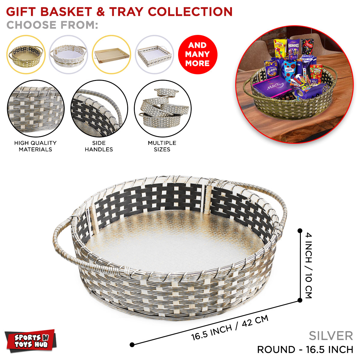 Silver Round Shape Basket Collection