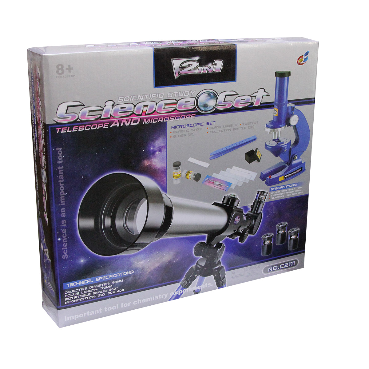 2 In 1 Science Set - Telescope Microscope With Tripod For Kids