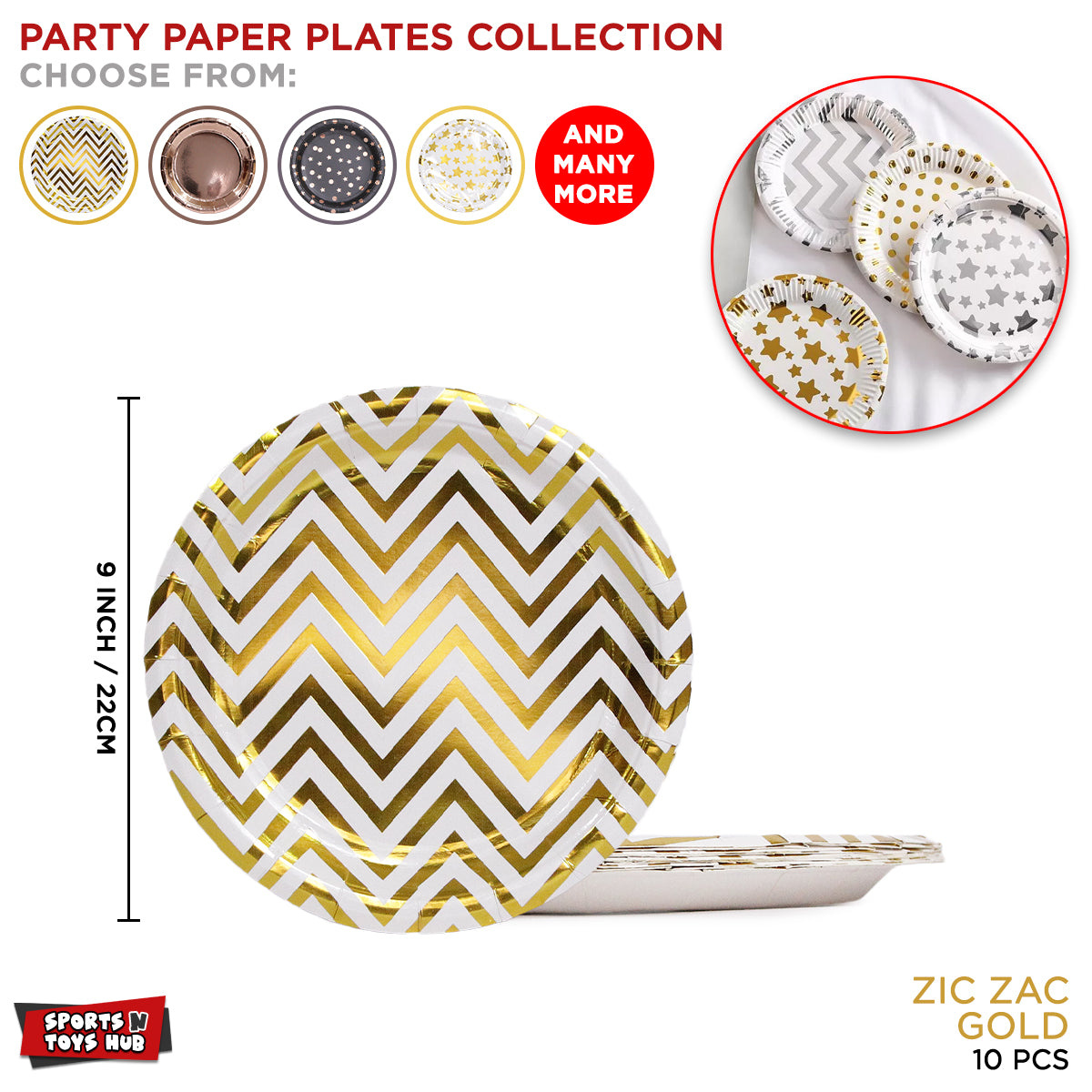 Disposable Printed Zigzag Plates Collection