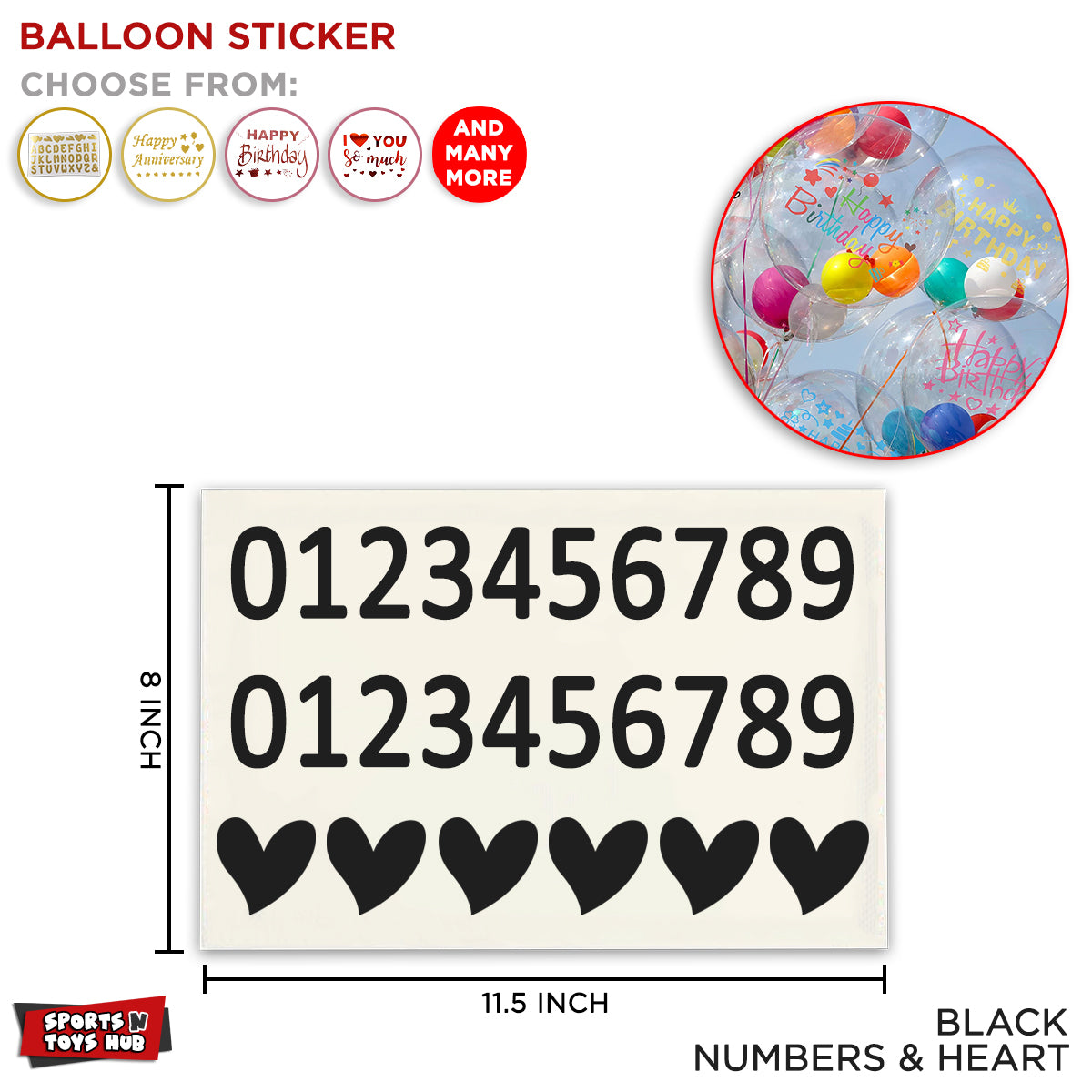 Number With Heart Balloons Sticker