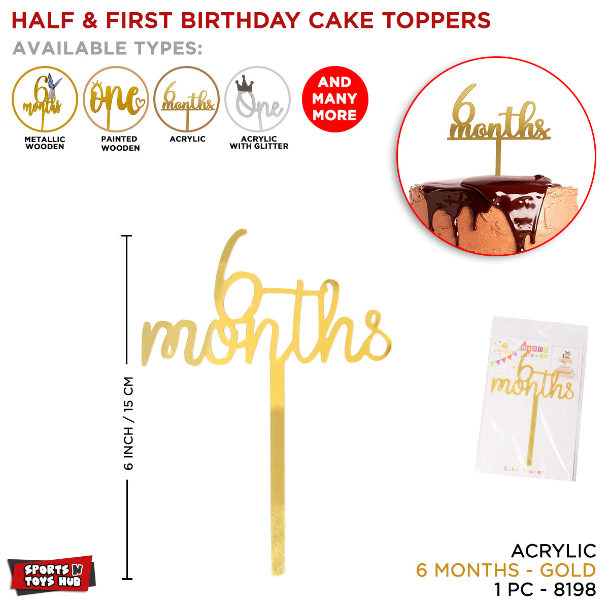 6 Month Acrylic Cake Topper Collection