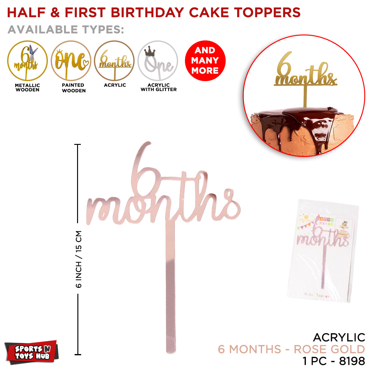 6 Month Acrylic Cake Topper Collection