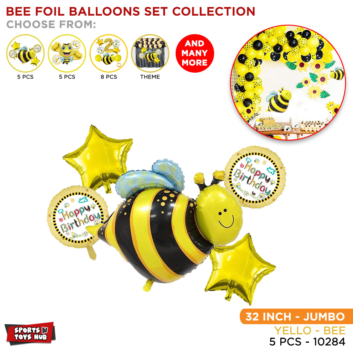 Honey Bee Foil Balloon Set