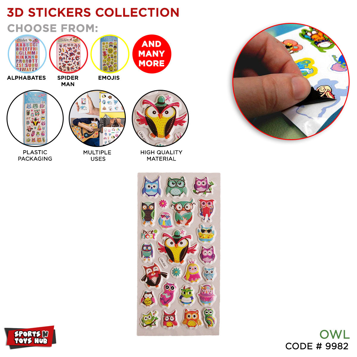3D Cartoon Owl Characters Stickers