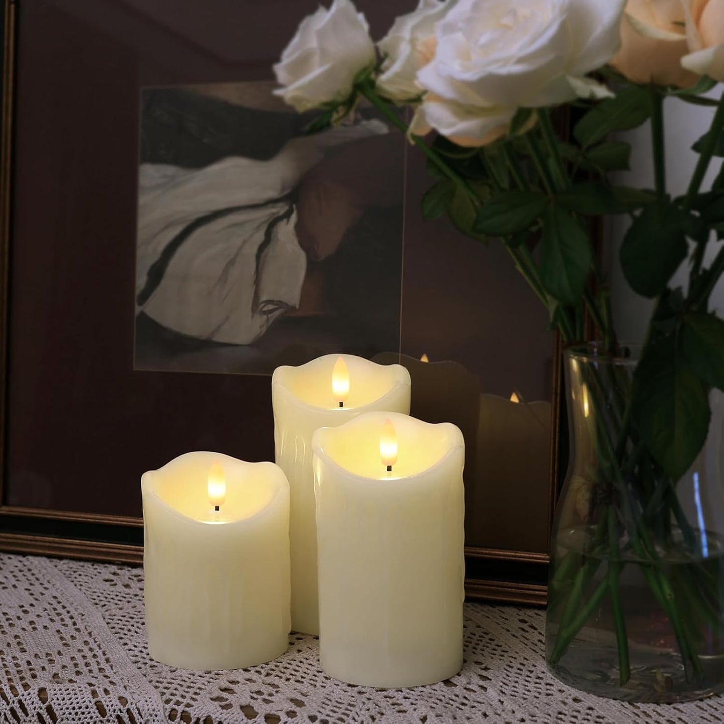 Flickering Flameless Ivory Candles Realistic LED Candles