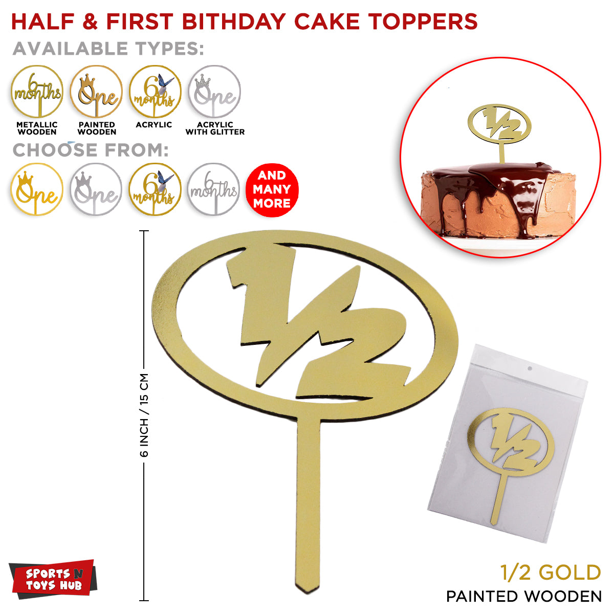 1/2 Half Birthday Cake Topper Collection