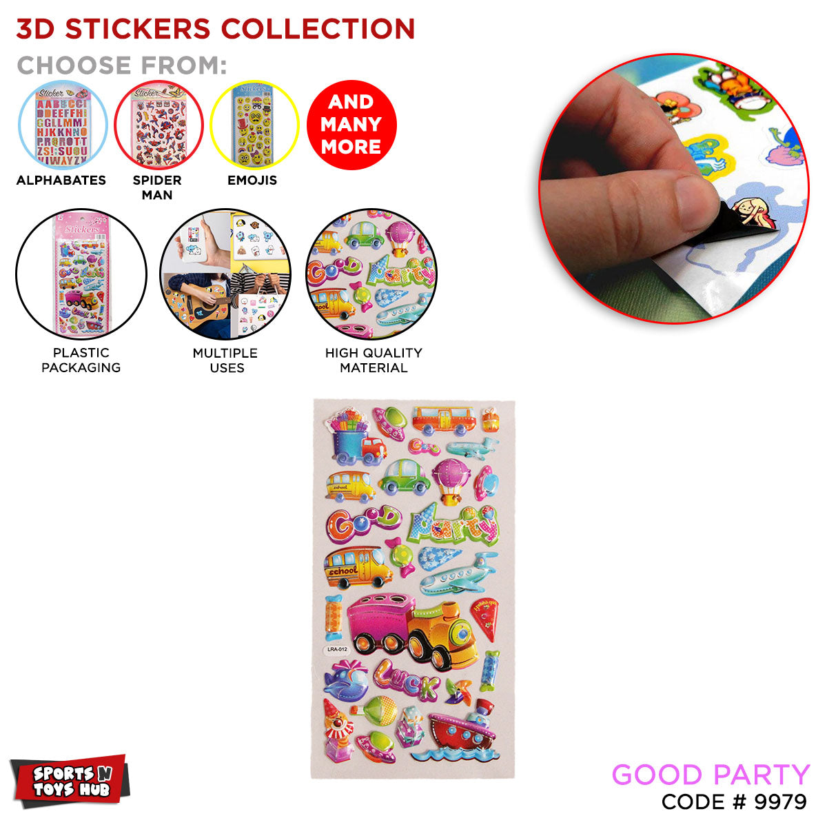 3D Cartoon Characters Good Party Stickers