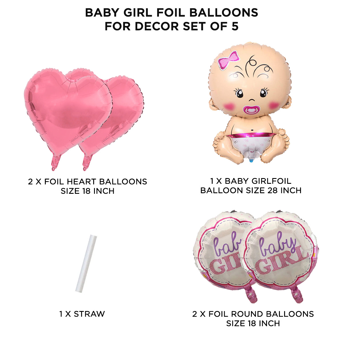 Baby Girl Foil Balloon Set Collection