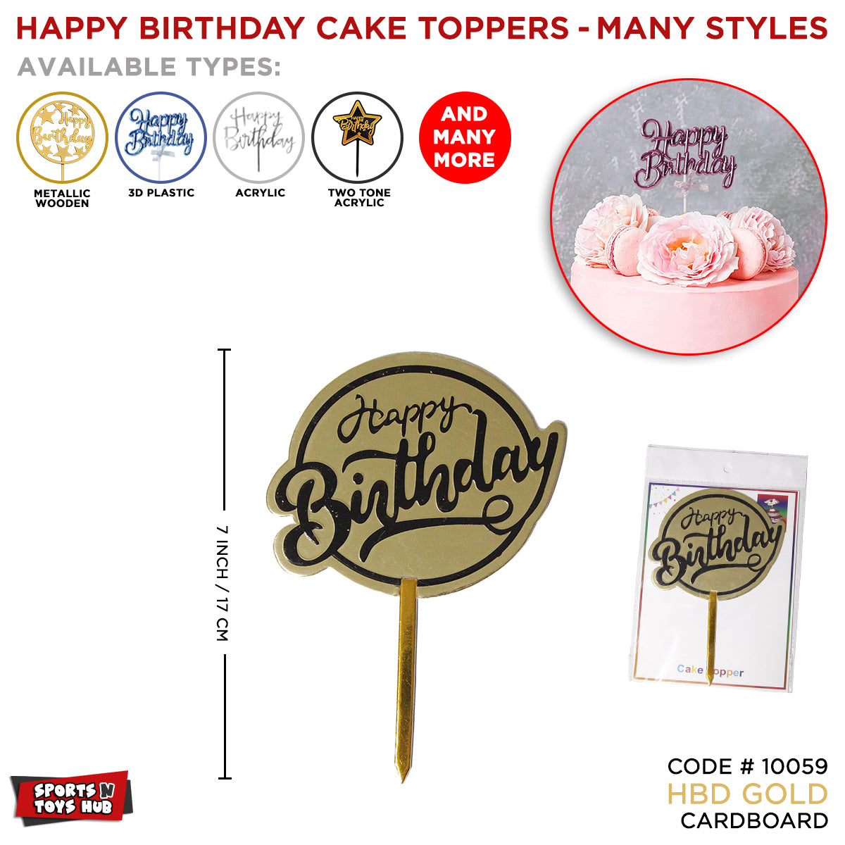 Happy Birthday Card Board Cake Topper Collection
