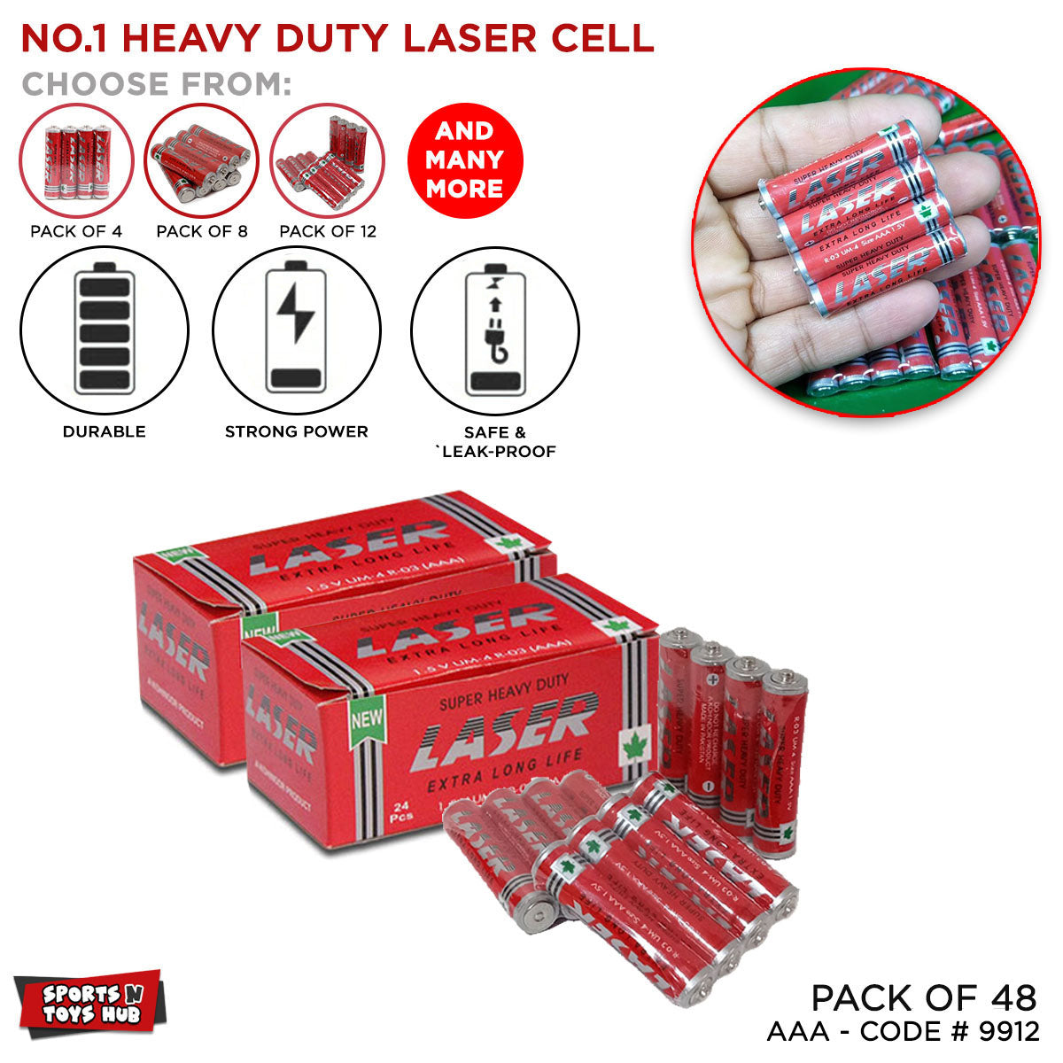General Purpose Cells 1.5v Super Heavy Duty Laser AAA Size Cells