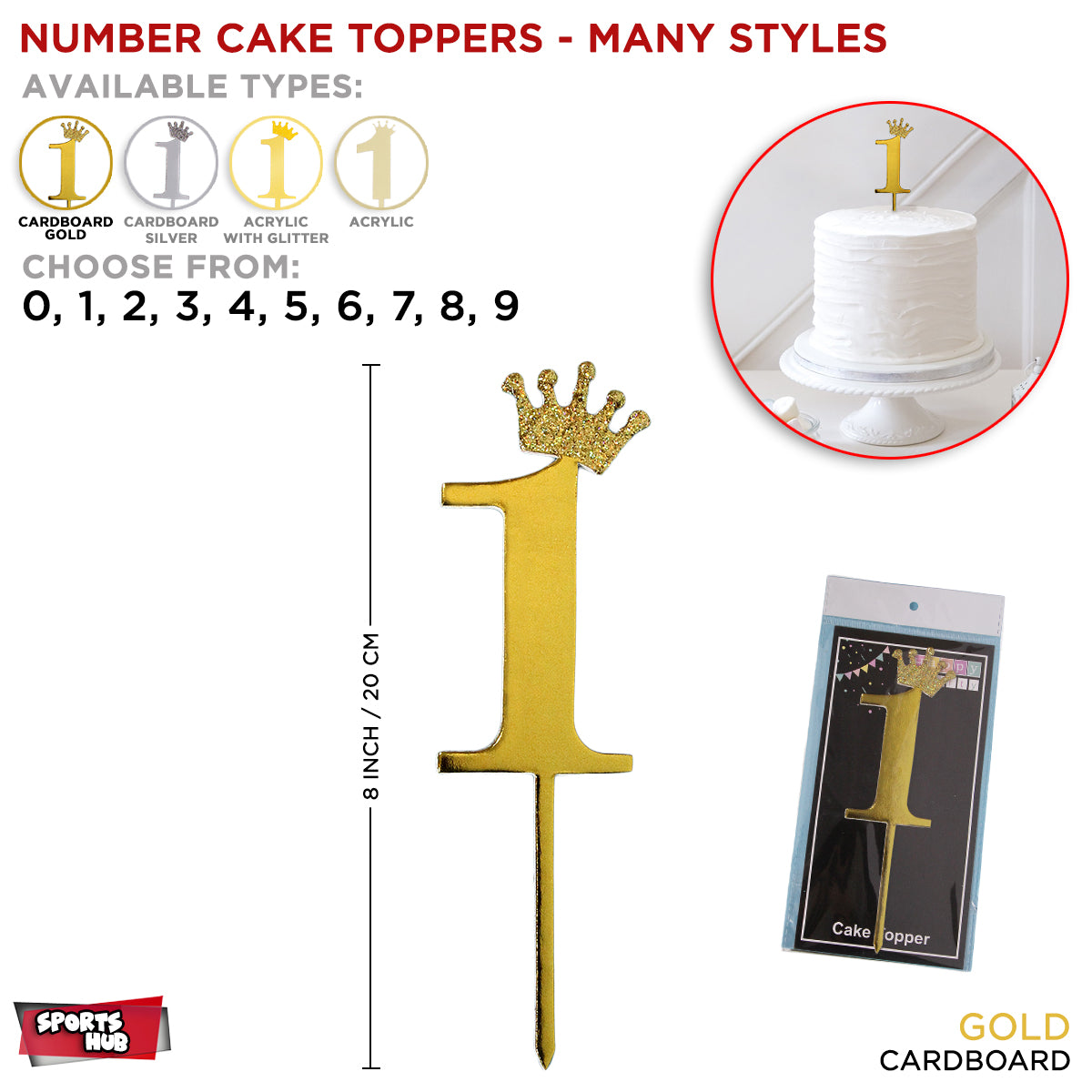 Numbers Crown Cake Toppers Collection