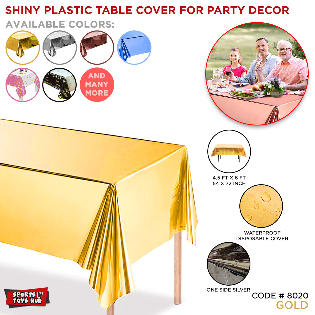 Gold Color Shinny Plastic Table Cover