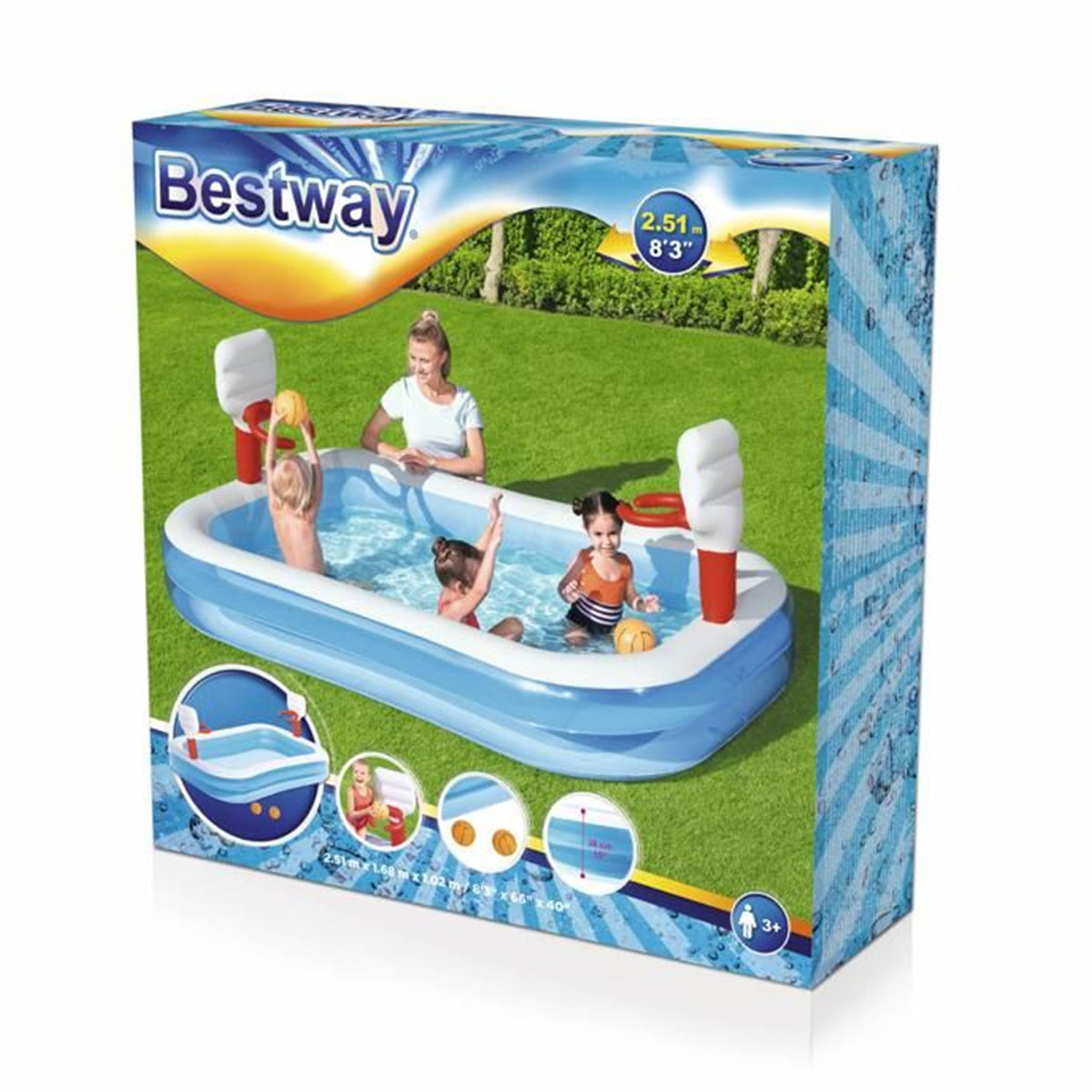 Bestway 8.2 FT x 6.5 FT x 40 IN Basket Ball Pool - 54122
