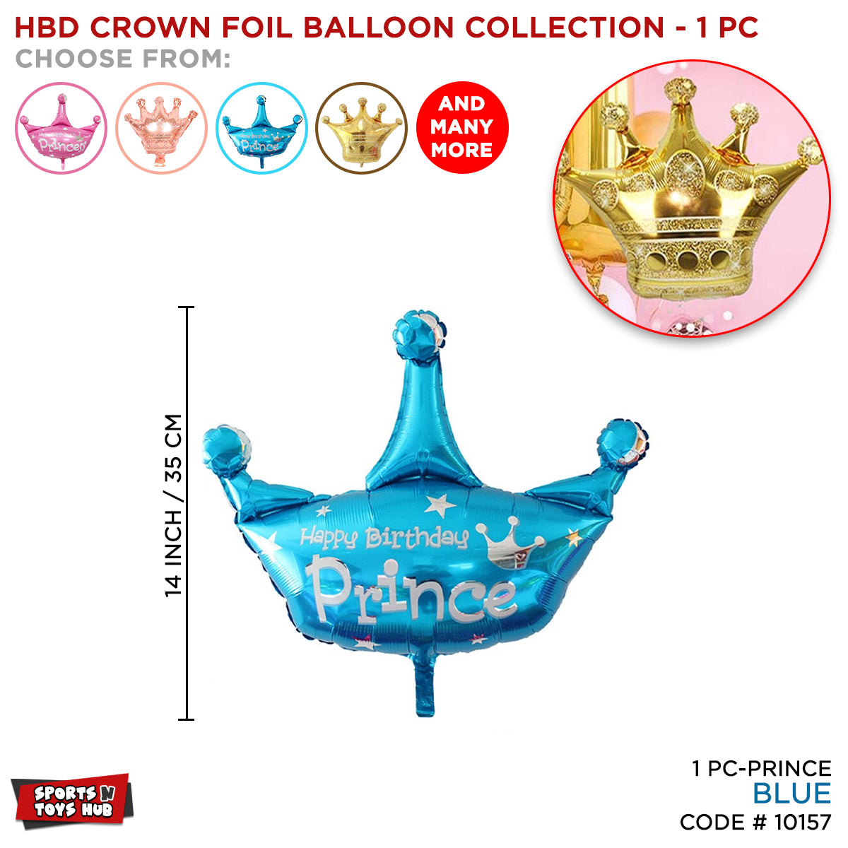 Crown Shape HBD Prince Mini Foil Balloon