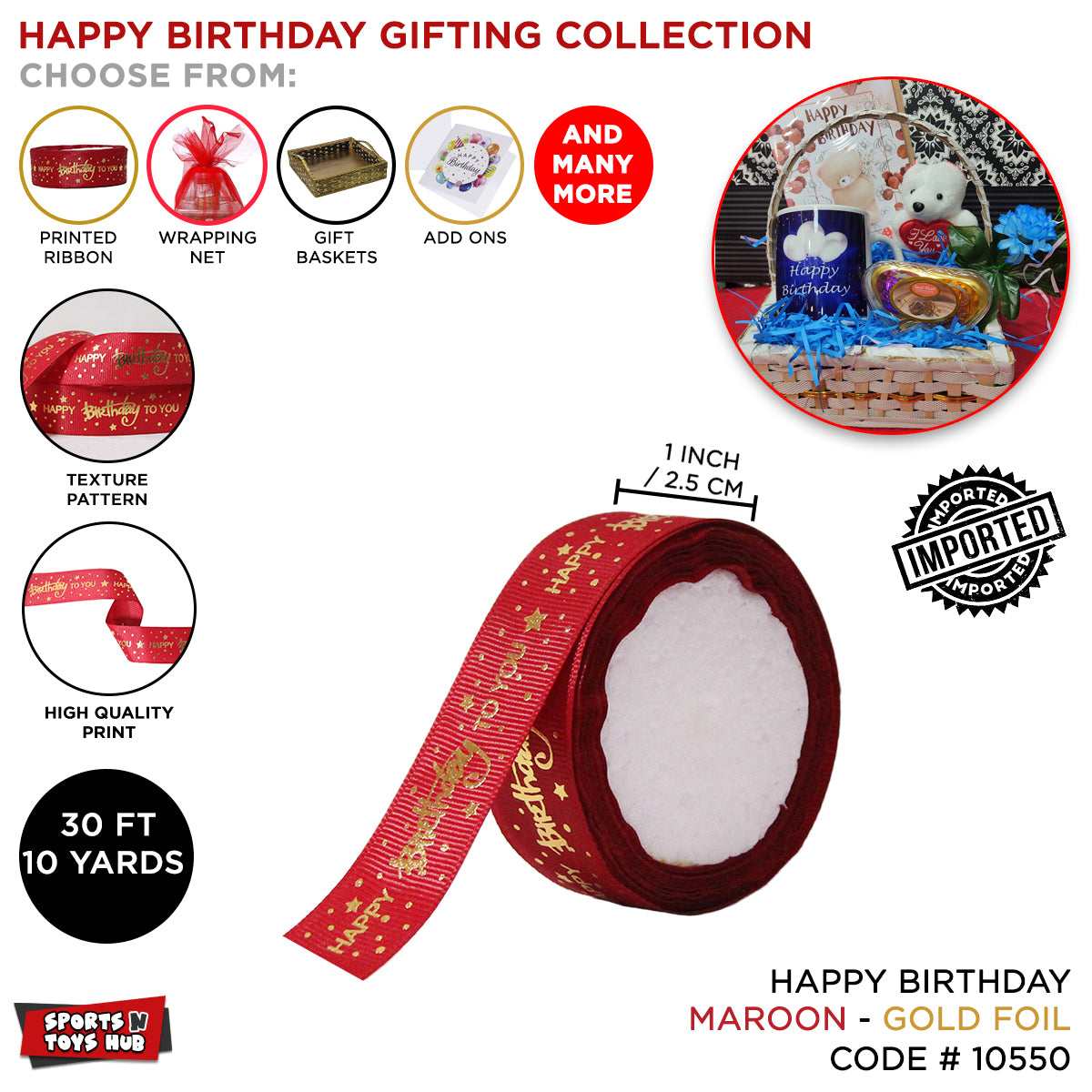 Imported Happy Birthday Printed Ribbon Collection