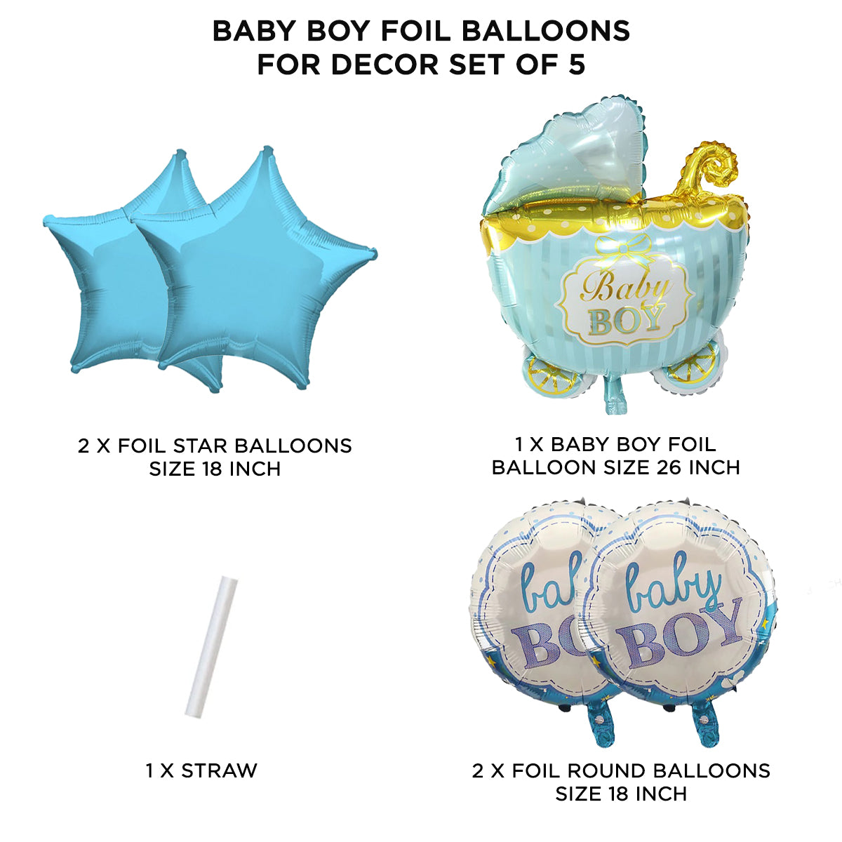 Baby Boy Stroller Foil Balloon Set