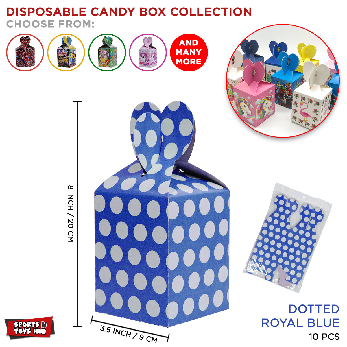 Disposable Polka Dot Goodies Box Collection - Blue