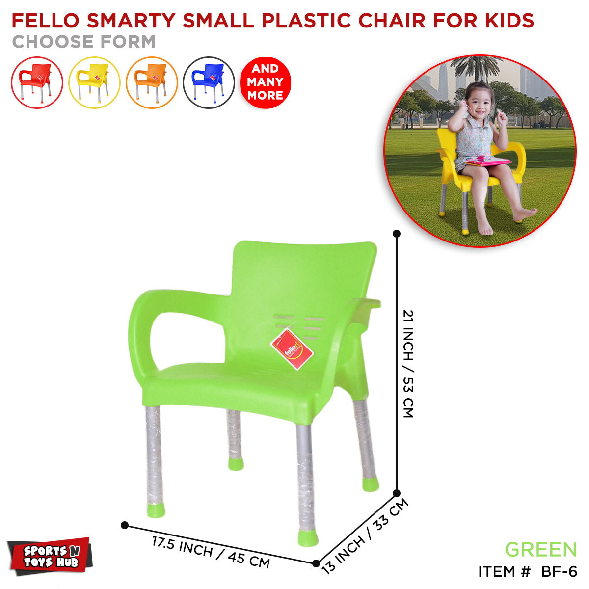 Fello Smarty - Kids Premium Plastic Chair with Metal Legs