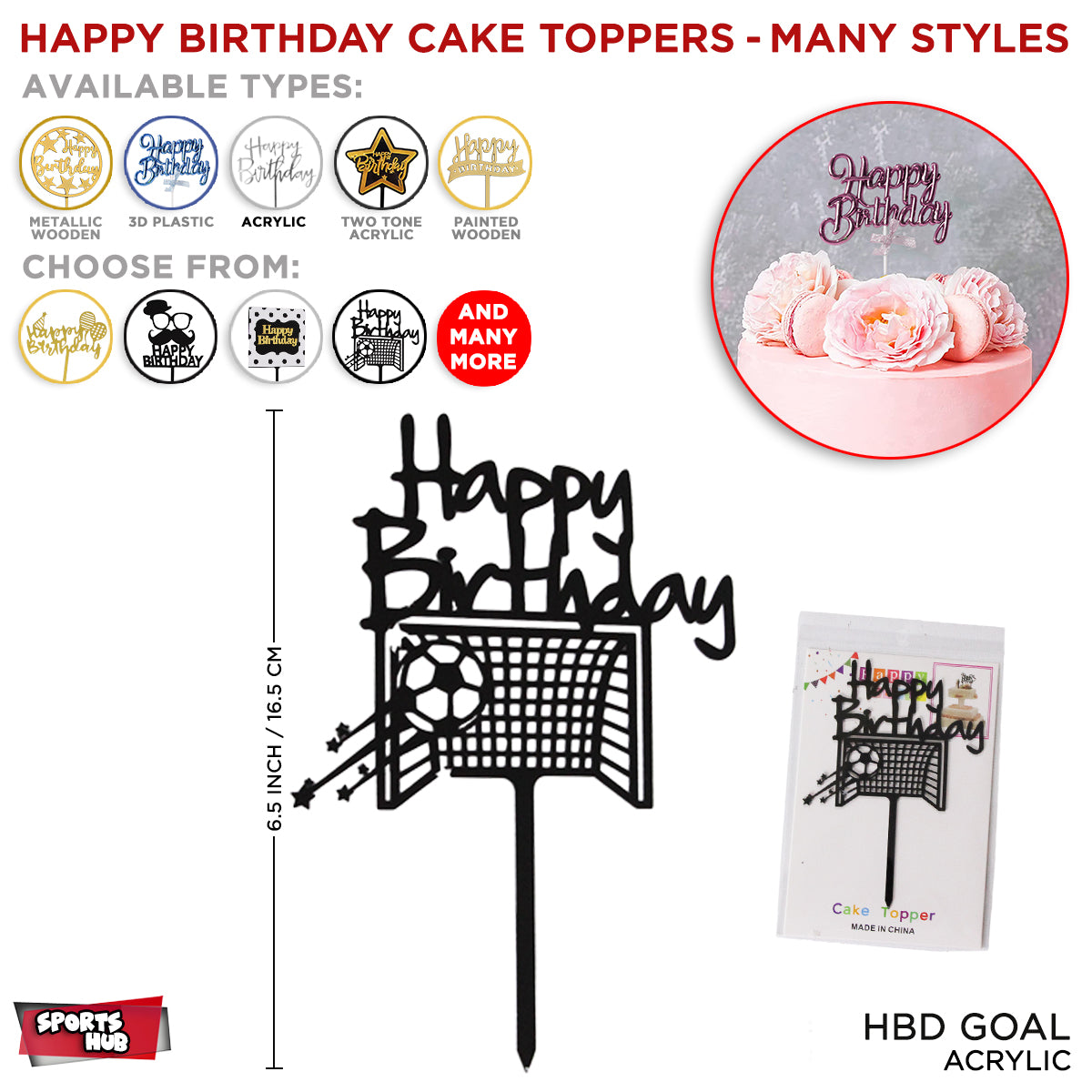 Happy Birthday Goal Style Cake Topper