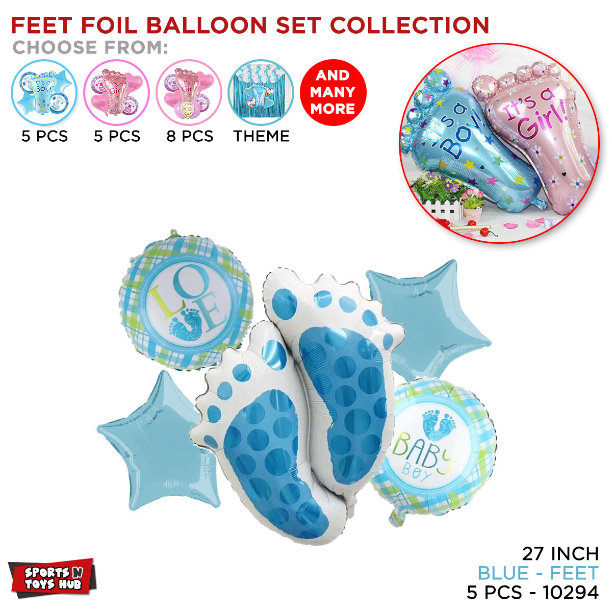 Baby Boy Feet Foil Balloon Set