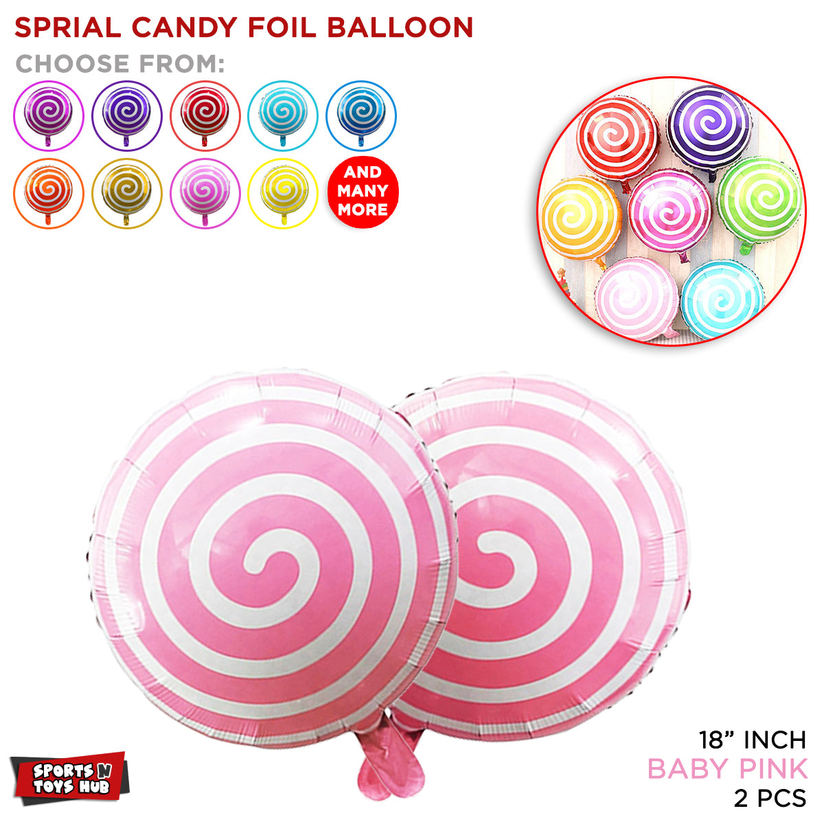 Spiral Foil Balloon Set Collection - 2 Pcs