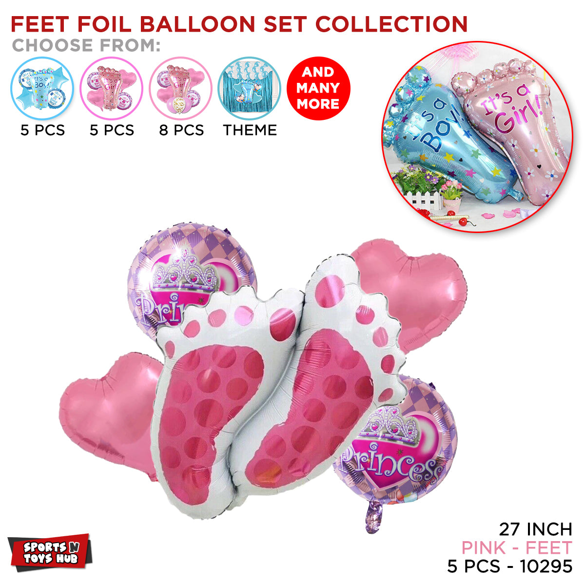 Baby Girl Feet Foil Balloon Set