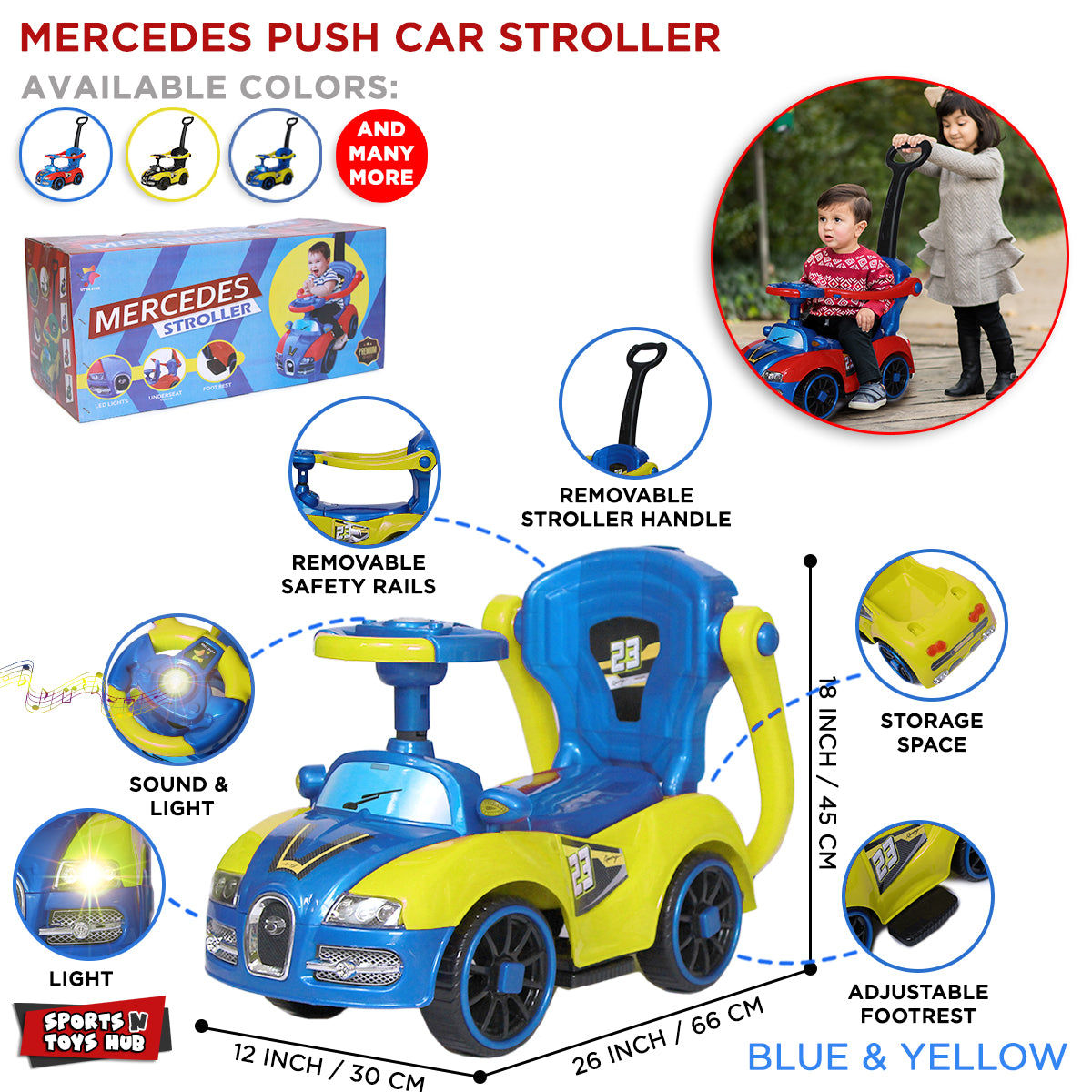 Mercedes Stroller 3 in 1 Kids Push Car