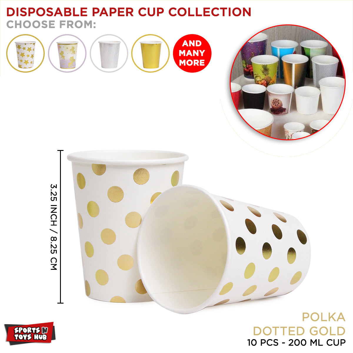 Polka Dotted Printed Disposable Cup Collection