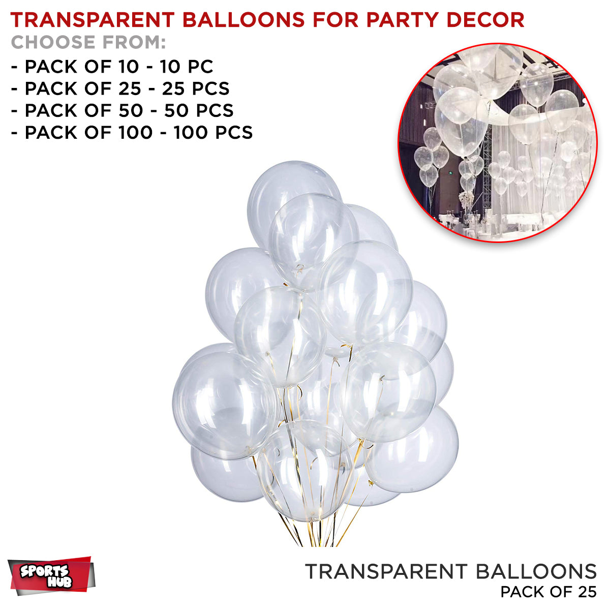Premium 12-Inch Transparent Latex Balloons – Semi-Translucent Balloons for Parties, Decorations and Balloon Arrangements