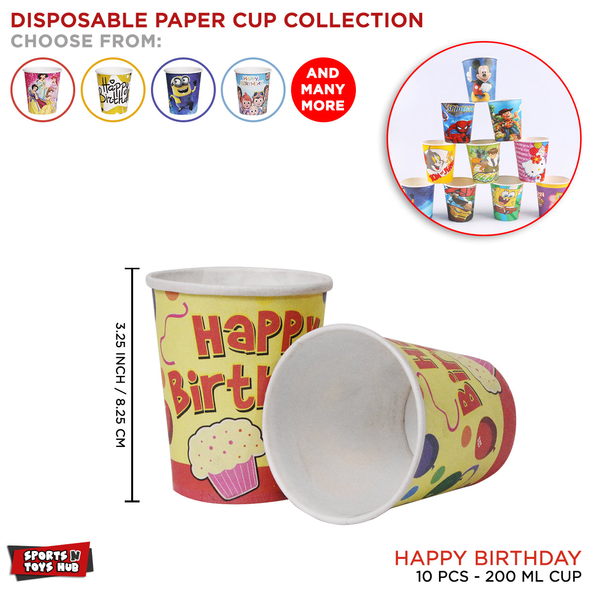 Disposable Printed Characters Cups Collection