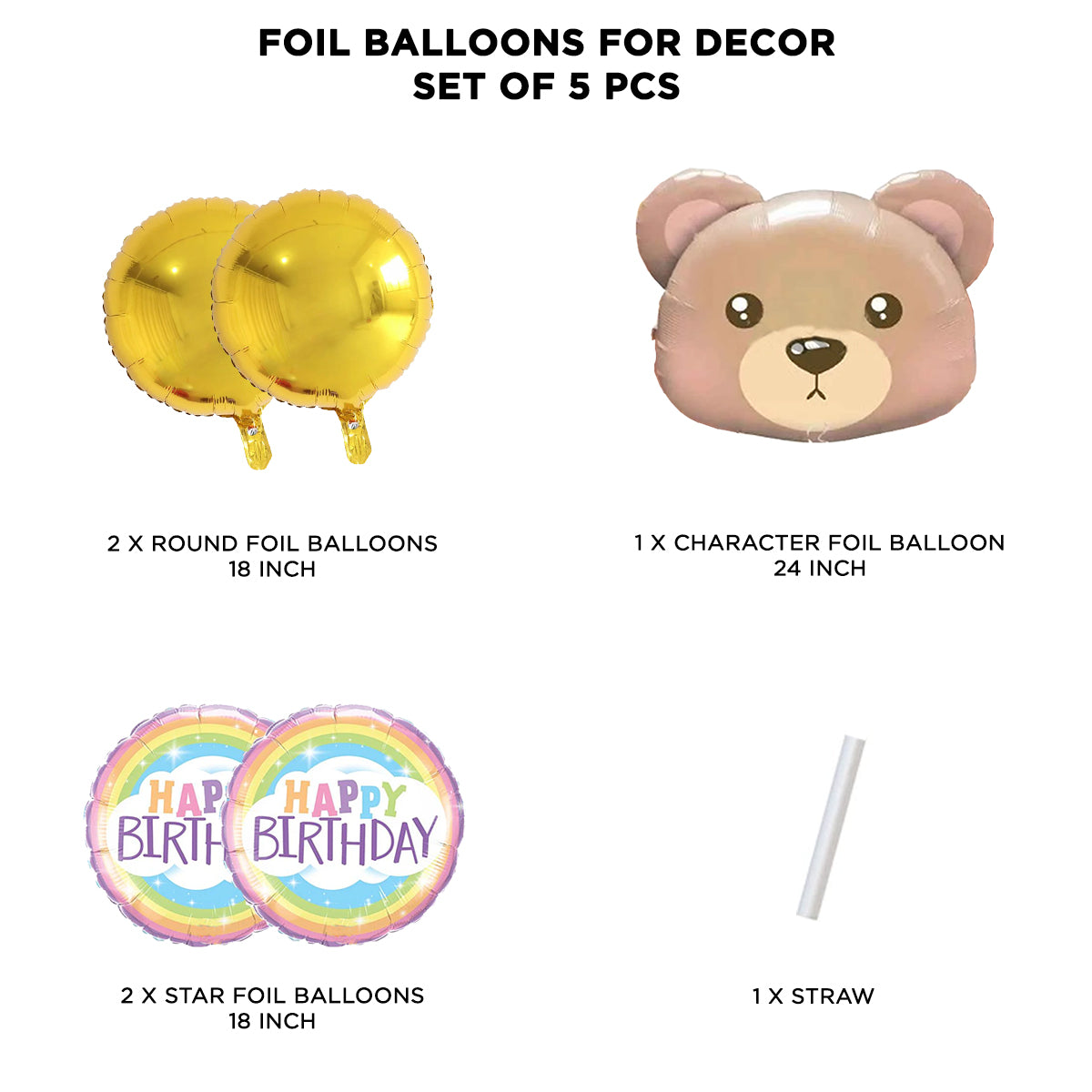 Teddy Bear Foil Balloon Set