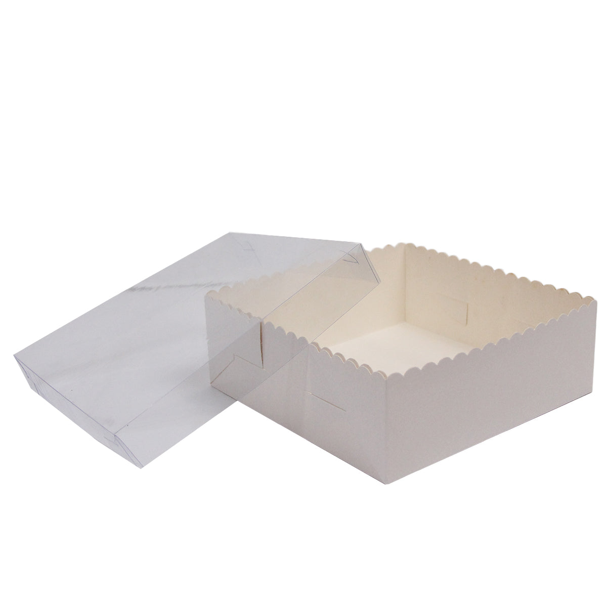 Wavy Edge Clear Lid Box 10x10x3 Inch - Pack Of 10