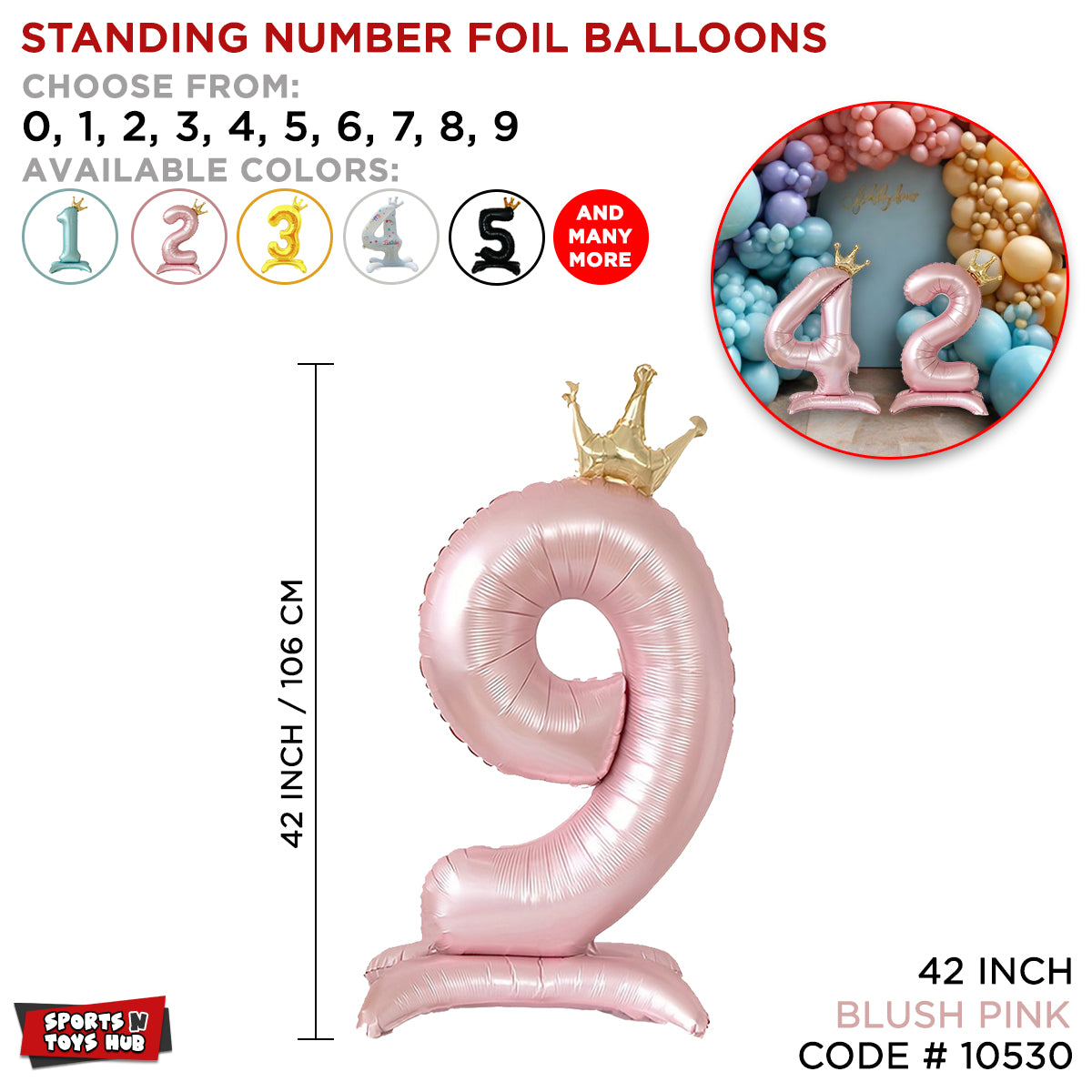 *Standing Number Foil Balloon- Blush Pink - 42 inch