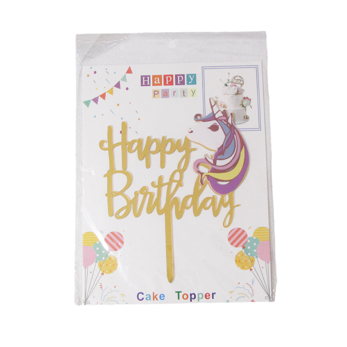 Cartoon Character HBD Unicorn Cake Topper