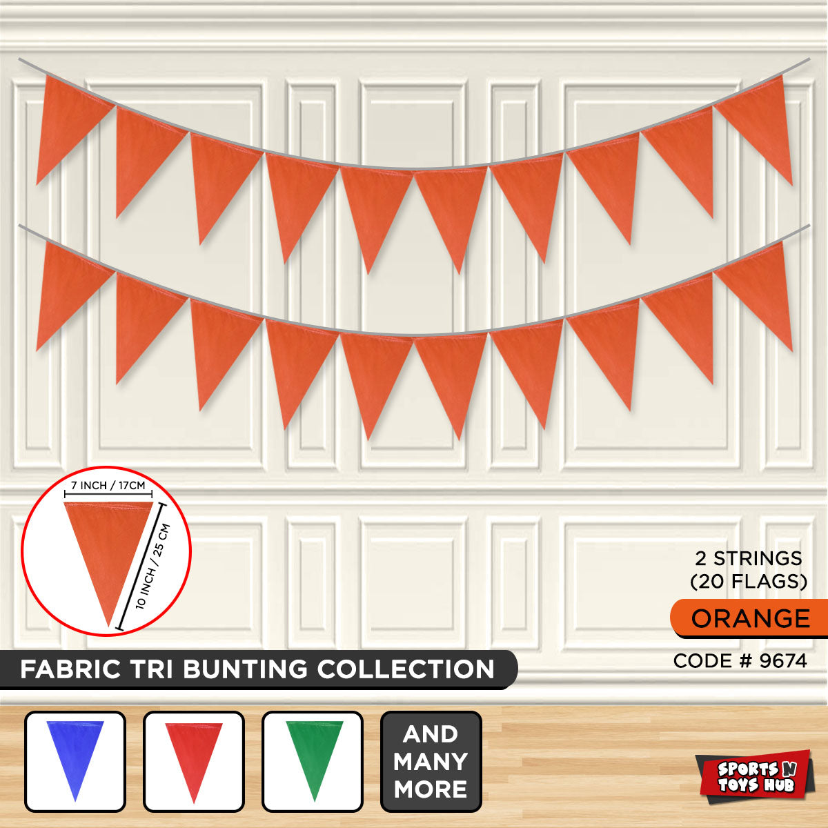 Triangle Fabric Bunting Banners  - Pack of 2 Strings