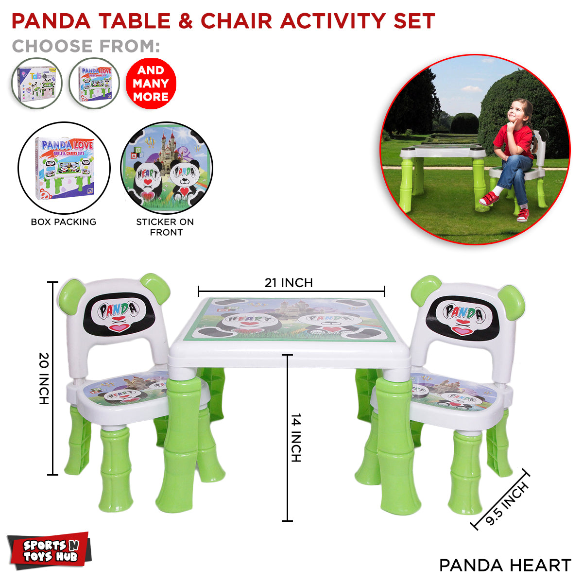 Panda Heart Table and Chair Set