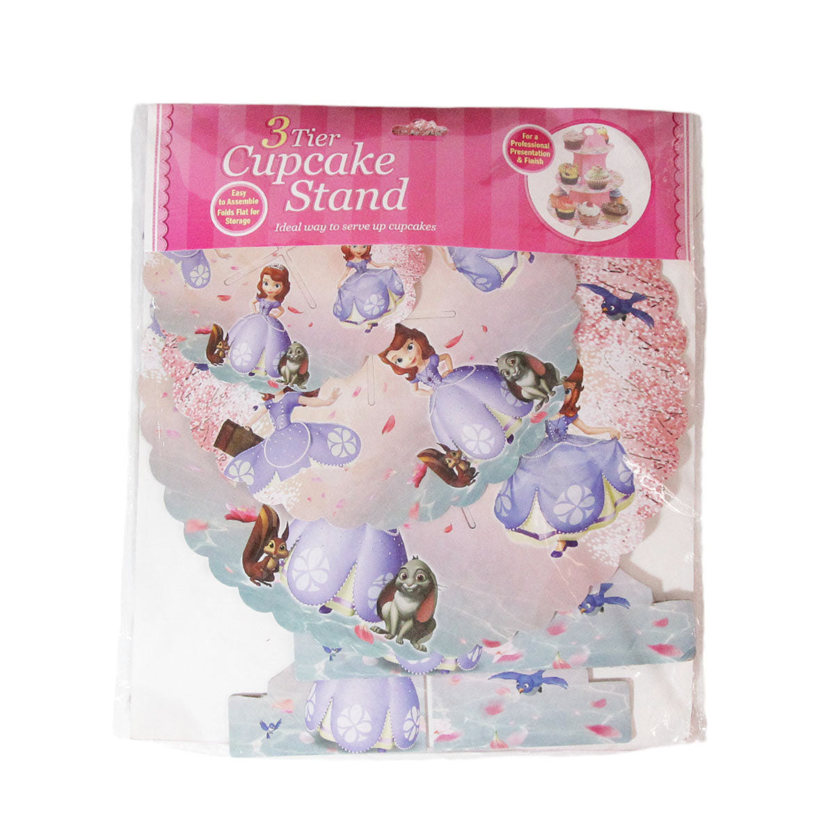 Three Tier Printed Prin-cess S0fi@ Cardboard Cake Stand Tray