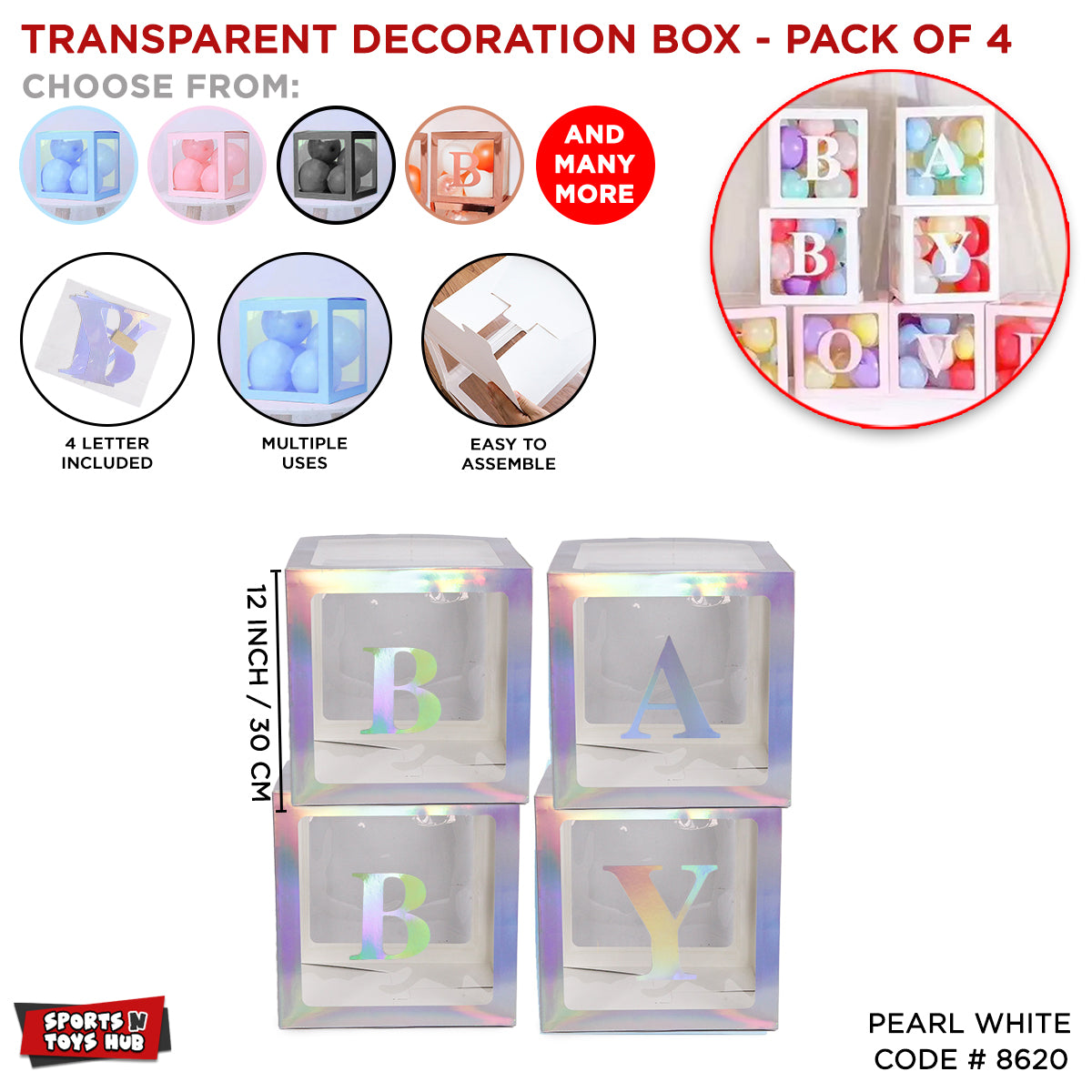 Baby Transparent Shinny Decoration Box - Pack Of 4