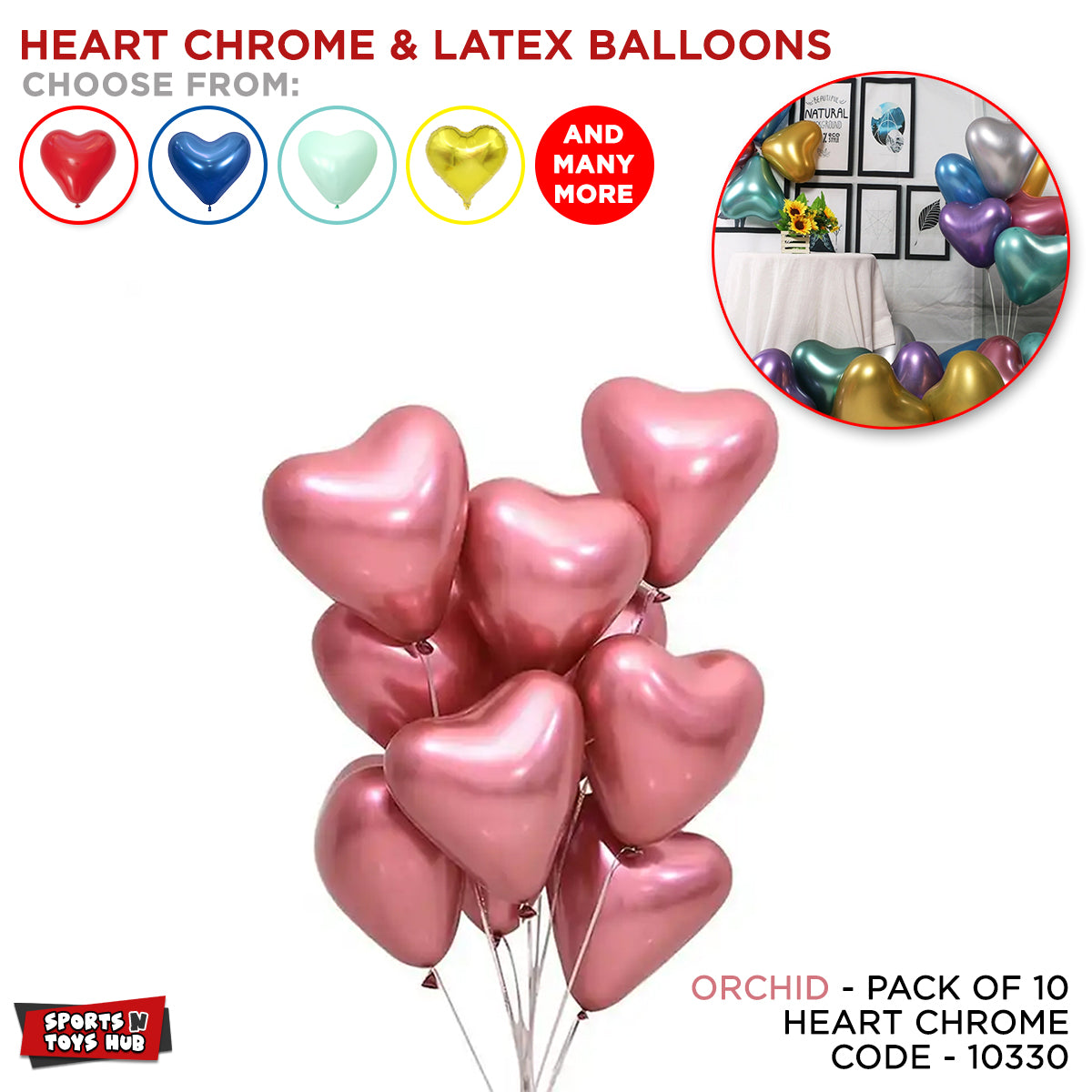 Heart Shape Chrome Latex Balloon Collection