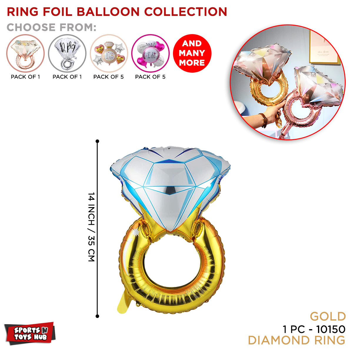 Engagement Ring Gold Foil Balloon Collection