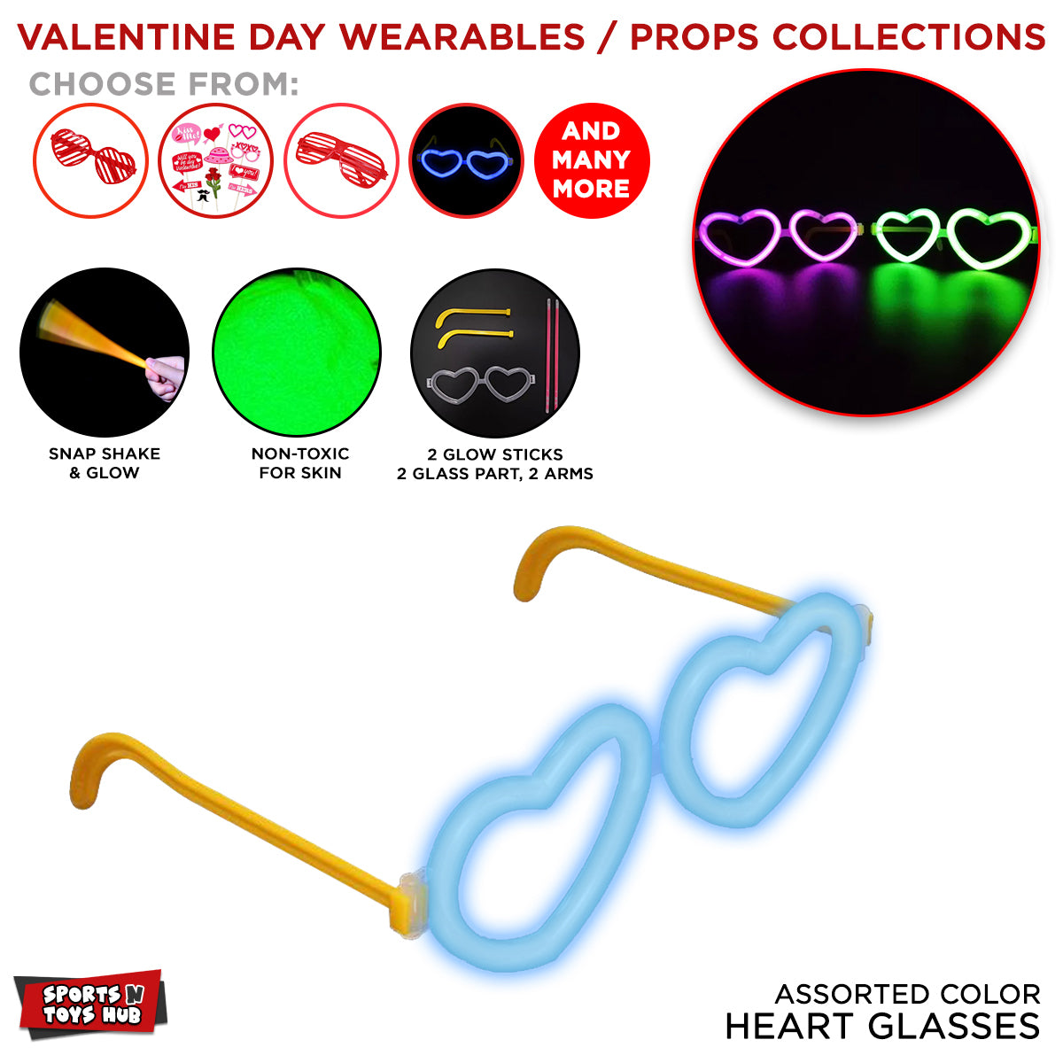 Heart Shape Plastic Glasses - 1 Pc