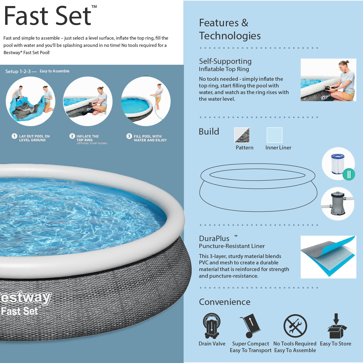 Bestway Fast Set Pools with Filter - 57313