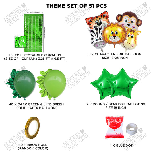Jungle Safari Animal Character Foil Balloon Set Theme