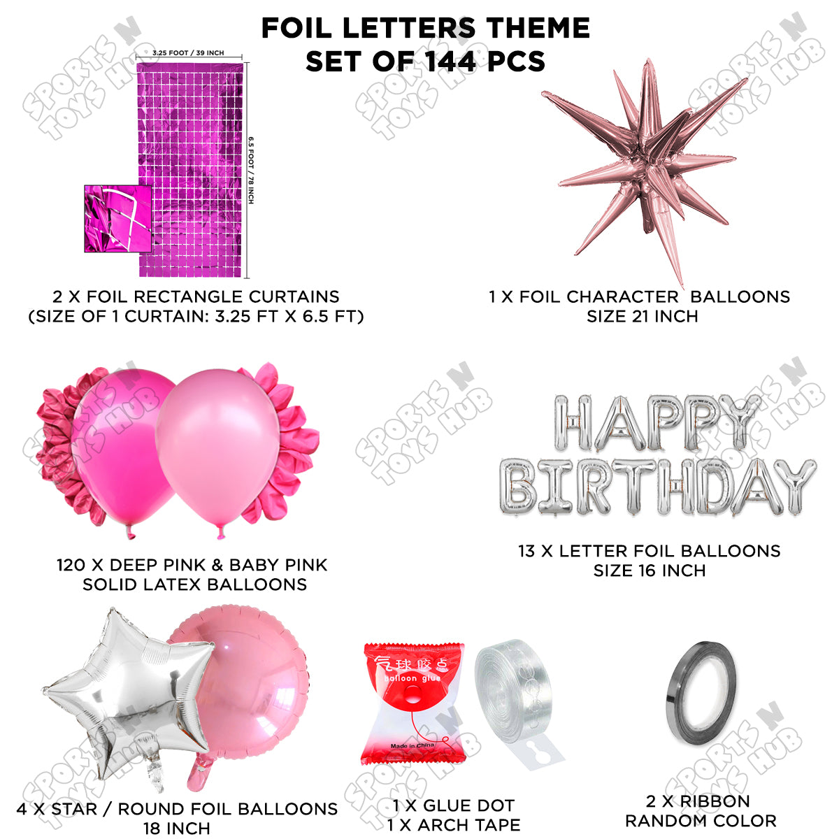 Brust Star Lilac Color Foil Balloon Set With Happy Birthday Foil Letter Balloon Arch Theme