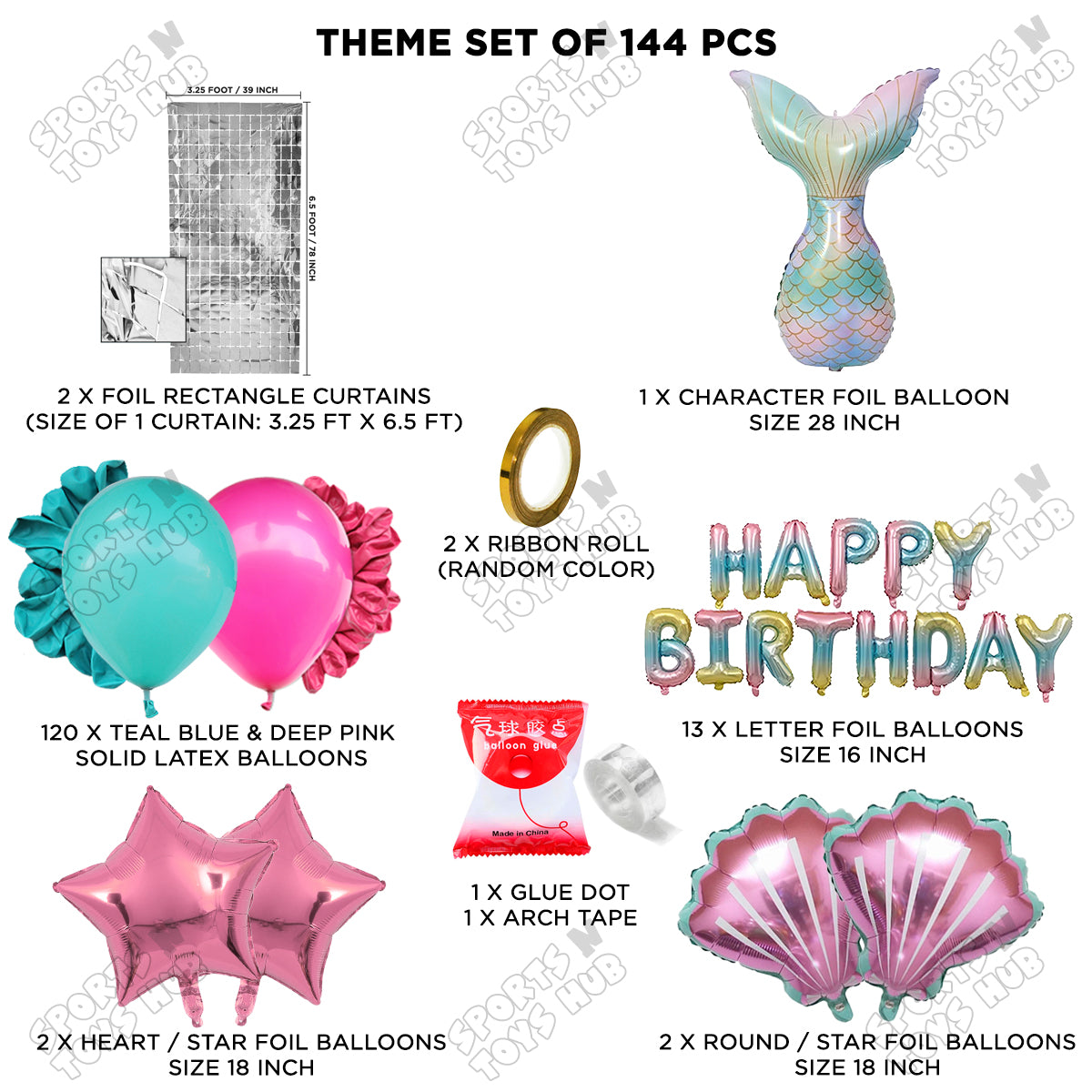 Mermaid Tail Foil Letter Balloon Arch Theme Collection