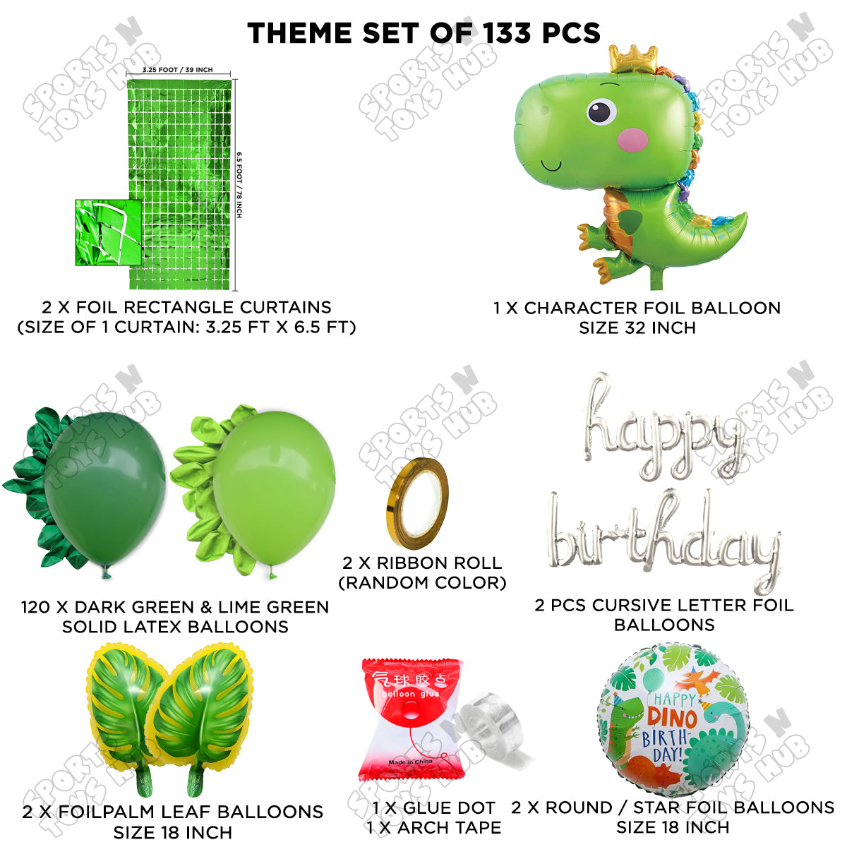 Happy Dino Cursive Foil Letter Balloon Arch Theme