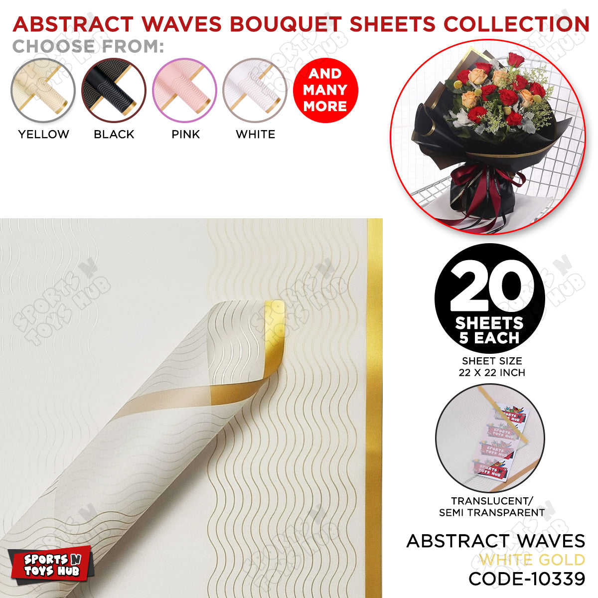 Flower Bouquet Abstract Waves Design Sheet Collection, Floral Paper