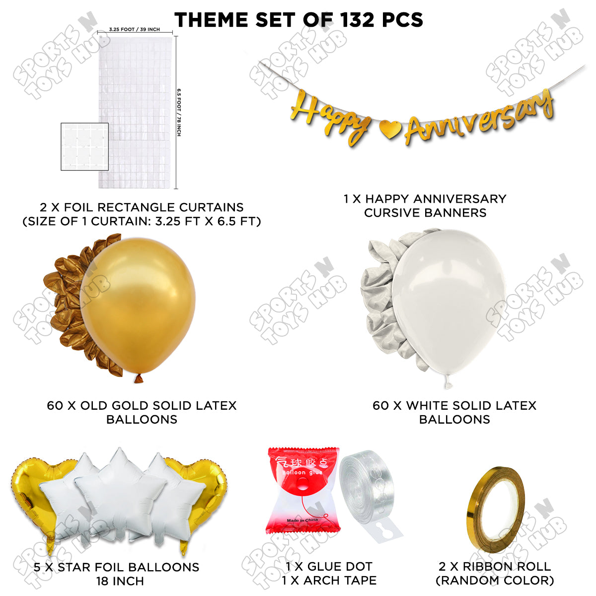 Happy Anniversary Gold Cursive Banner Arch Theme Collection